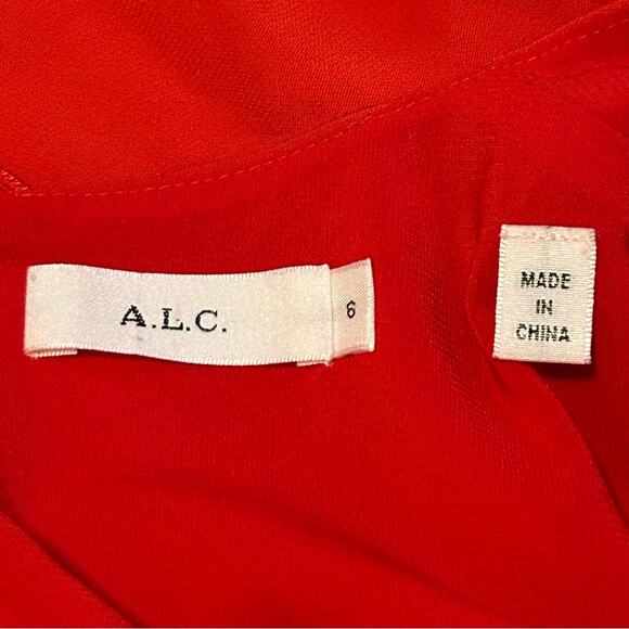 A.L.C. Women's Ann Top Size 6 Cherry Red Crepe Peplum Back Zipper - Picture 4 of 12